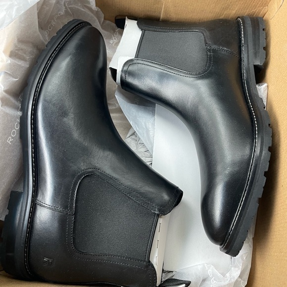 NIB NEVER WORN! Roxkport Men's Black Chelsea Boots - Picture 1 of 4